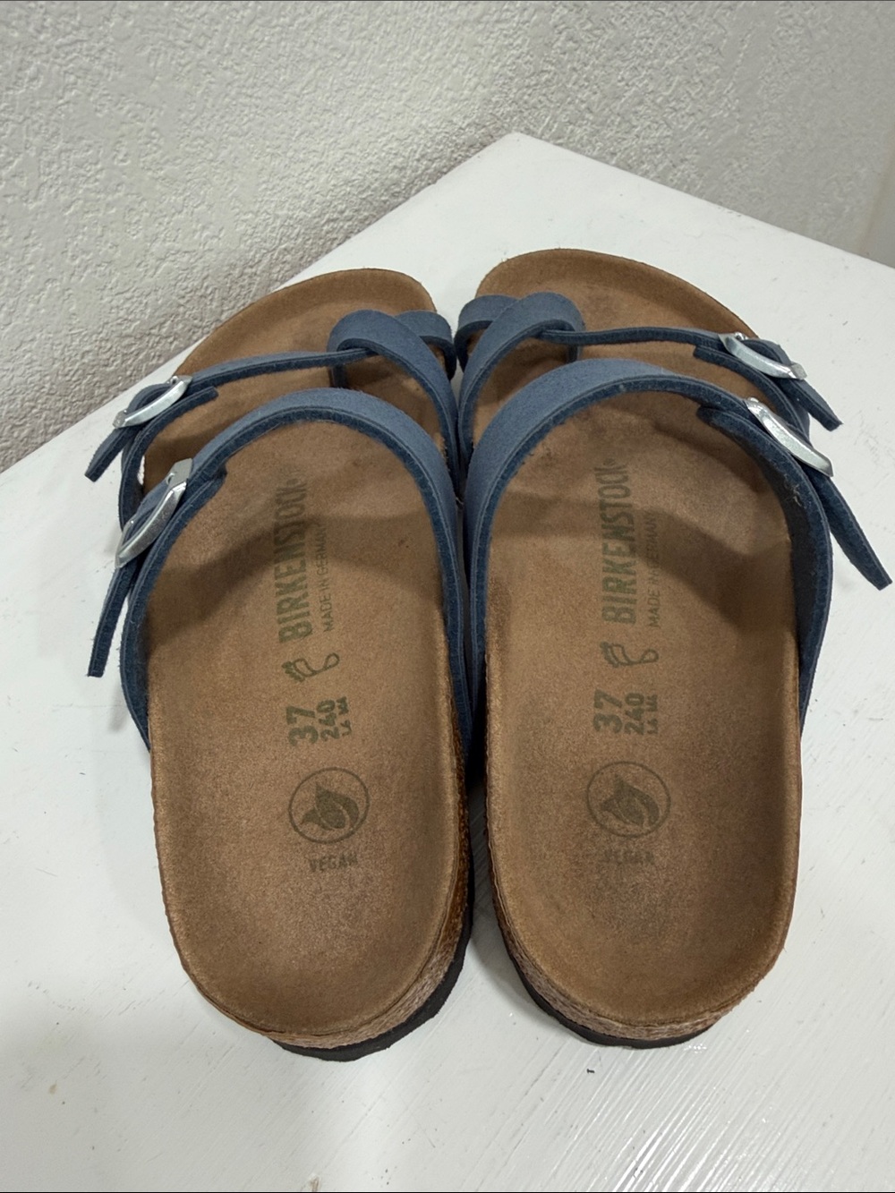 Birkenstock 7/37 Women’s Elemental Blue Two-Strap Adjustable Sandals - Picture 3 of 10